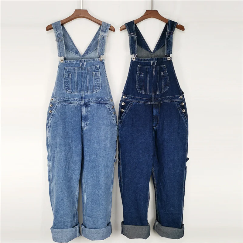 

Men's Denim Overalls Large Size Straight Pants Dark Blue Jeans Loose Men's Work Clothes More Sizes 46 48 50