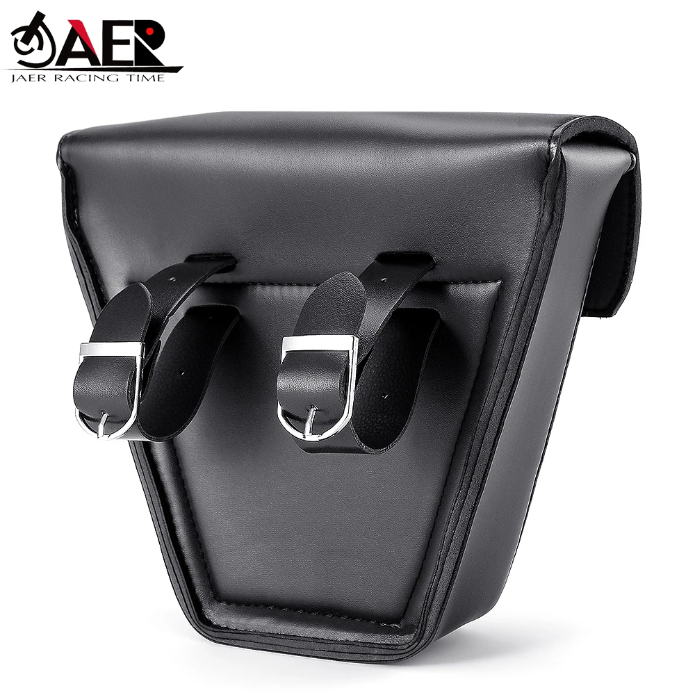 JAER-Bolsa de sillín colgante Universal para motocicleta, almacenamiento de herramientas de cuero PU, elegante y práctico, resistente al desgaste,