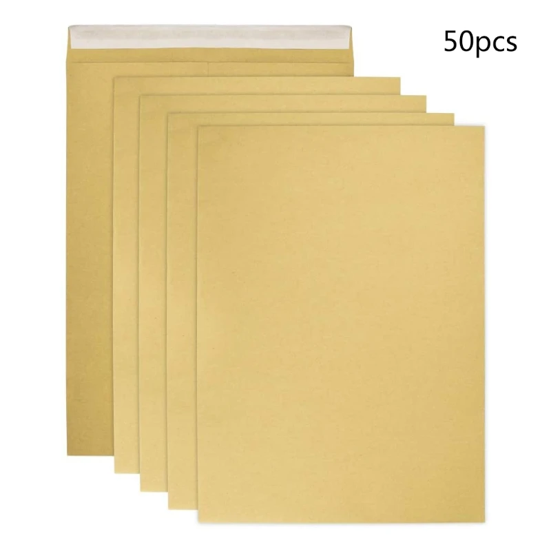 Pack of 50 Envelopes A4 Brown Envelopes Large Folding Pocket for Christmas Cards Invitations Photos Letters