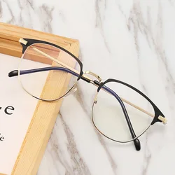 Fashion unisex square Plain glasses for men women Metal frame glasses for party eyeglasses Gentle Black eyebrow frame