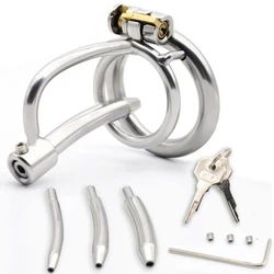 Stainless Steel Male Chastity Device,Detachable Cock Cage with Catheter,Penis Rings,Penis Plug,Sex Toys For Man