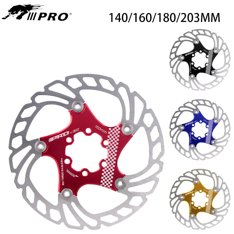 IIIPRO Mountain Bike Brake Disc 140mm 160mm 180mm 203mm Ultra-light Disc Brake Rotor Strong Heat Dissipation Brake Pads