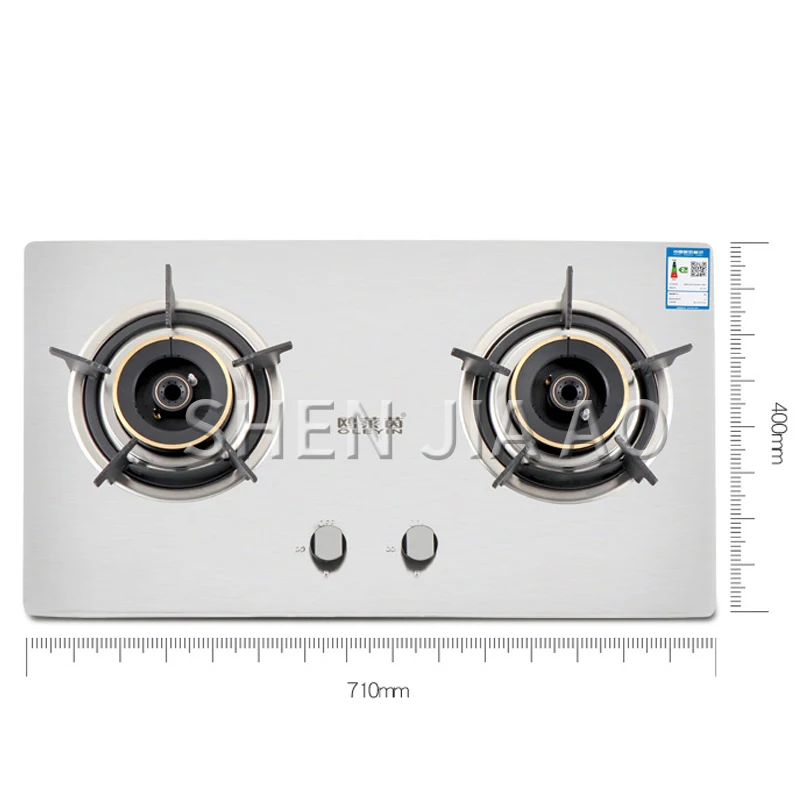 سطح المكتب الغاز الطبيعي موقد غاز المسال جزءا لا يتجزأ من موقد غاز ثنائي الغرض سميكة الفولاذ المقاوم للصدأ نحى لوحة فرن المطبخ