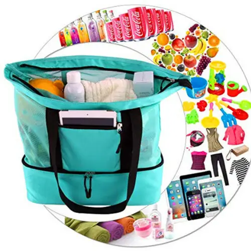 High Quality Insulation Beach Bag with Uniform Mesh Smooth Zipper Portable Fresh-keeping Organizer bag