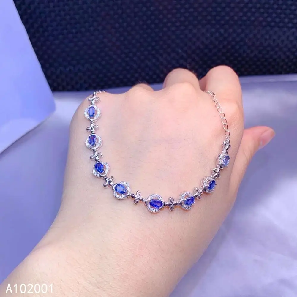 KJJEAXCMY fine jewelry natural sapphire 925 sterling silver women hand bracelet support test Party, birthday gift, New Year,