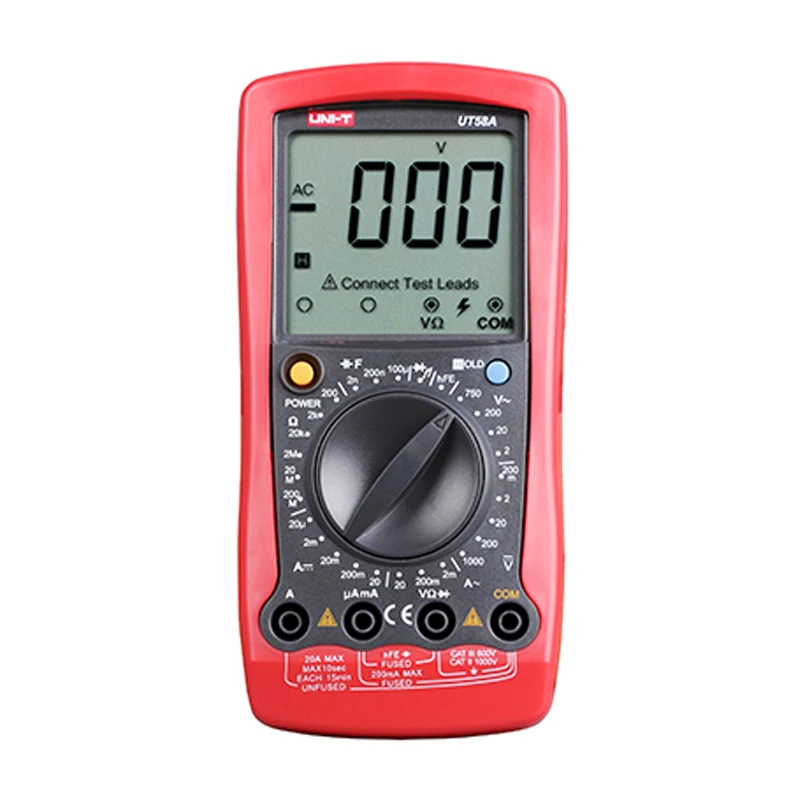 UNI-T UT58A manual digital multimeter resistance and capacitance test Table II, triode test digital to keep on and off beep