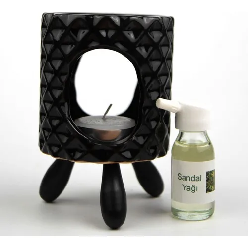 Gift Idea Lozenge Pattern Black Color Censer Oil