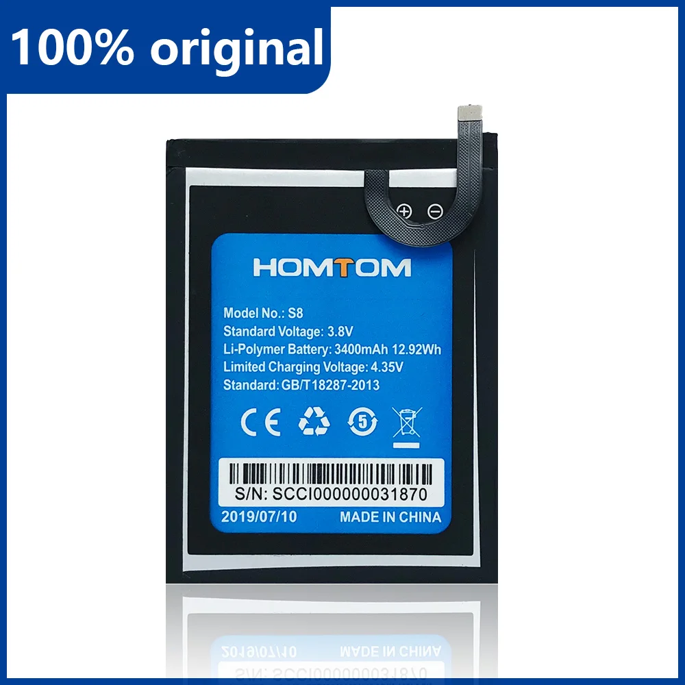 100% Original 3400mAh S8 Rechargeable Phone Battery For HOMTOM S8 High quality Replacement Batteries With Tracking Number