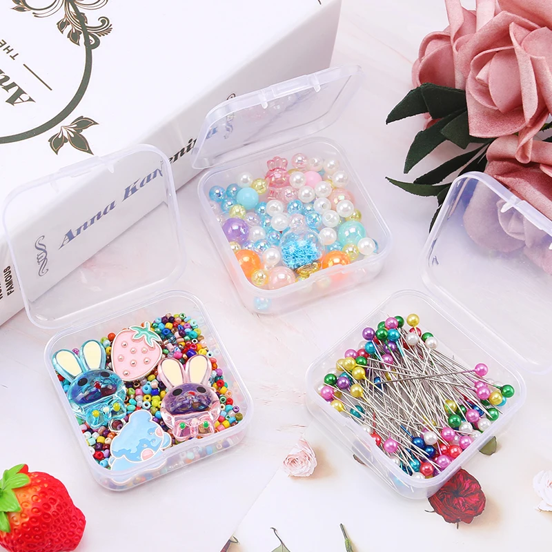 5.5x5.5x2.1cm square Plastic Storage Box Jewelry Container Transparent Square Box Case Container for Jewelry Beads Earrings