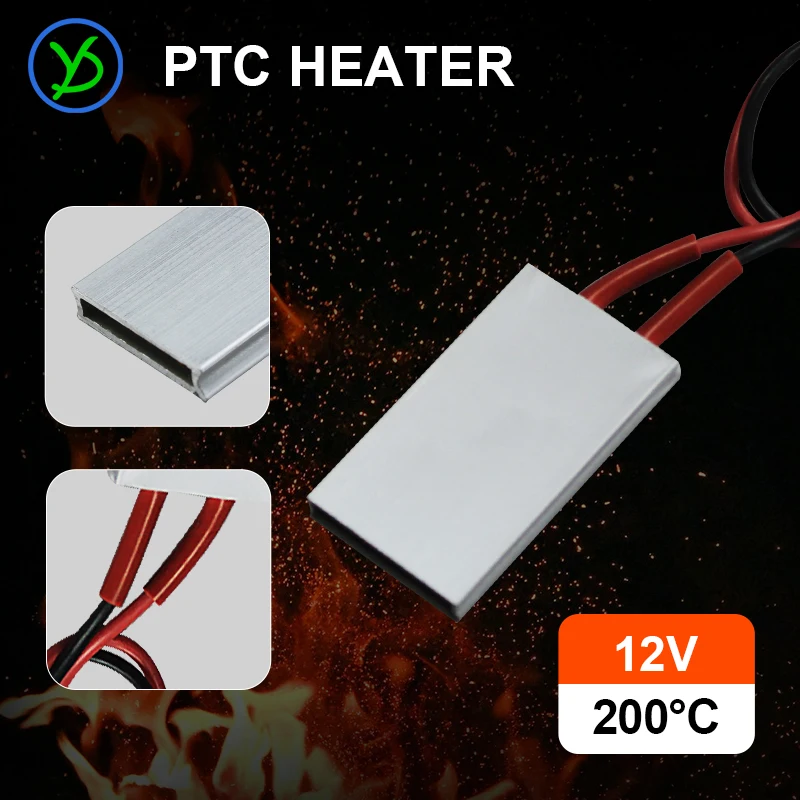 50*28.5mm 12V 200ยฐC Thermostatic Egg Incubator Heater PTC Heater Heating Element Plate Constant Temperature