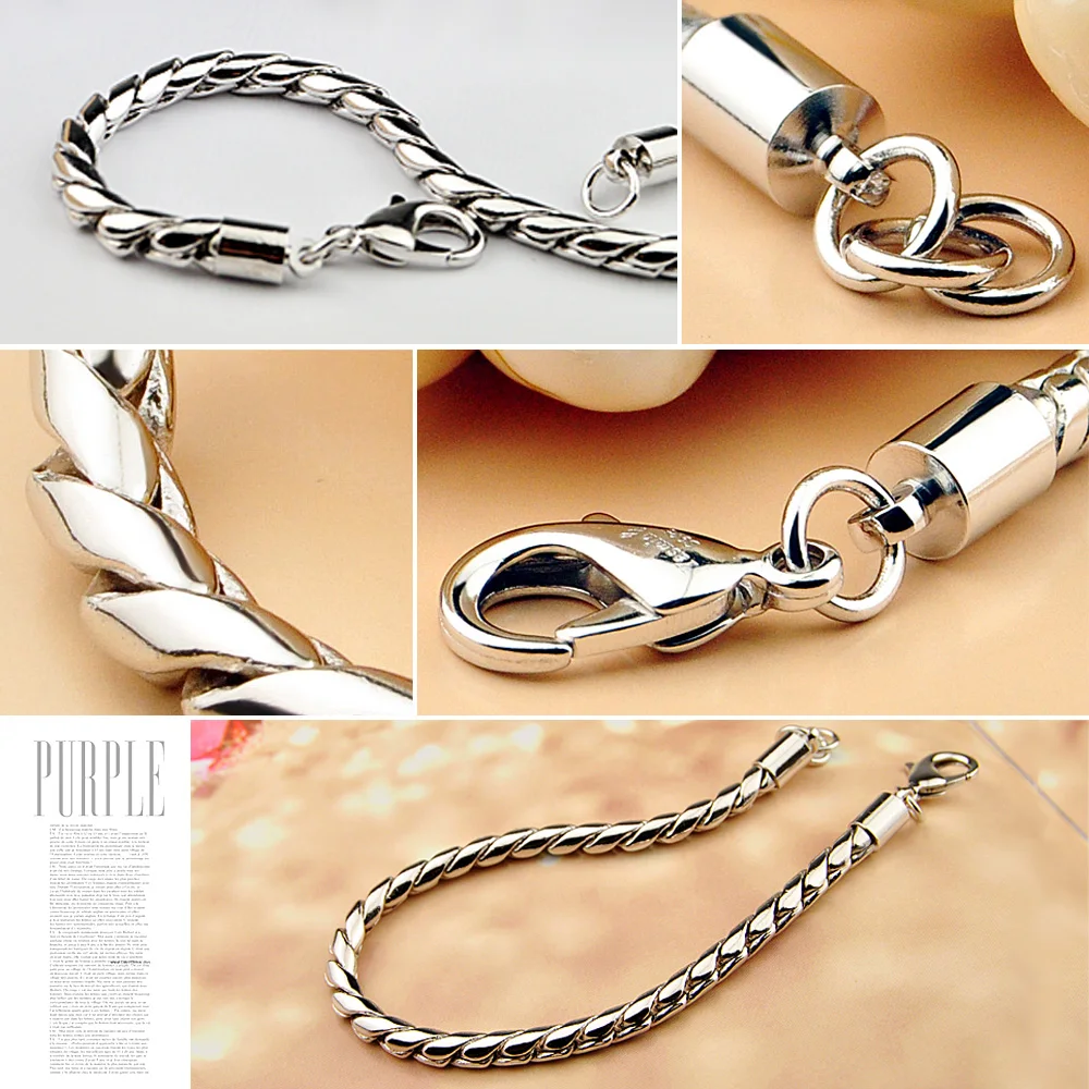 925 standard sterling silver new fashion bracelet. Solid sterling silver simple man woven bracelet. Sterling Silver Jewelry