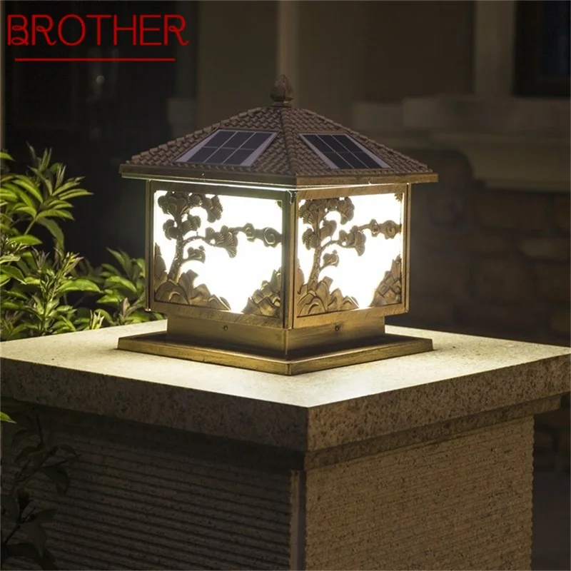 

BROTHER Solar Wall Outdoor Lights LED Pillar Lighting Waterproof Modern Post Light Fixture For Patio Porch Balcony Villa