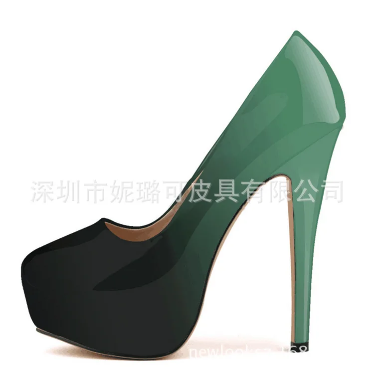 Hot Thin High heels Female Shoes Woman Pumps Wedding Party Round Toe Patent Leather 14CM Slip On waterproof 2023 size 35-42
