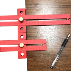 Lega di alluminio 170/270/370mm misura scala Scribing righello lavorazione del legno t-type Hole righello strumento di marcatura