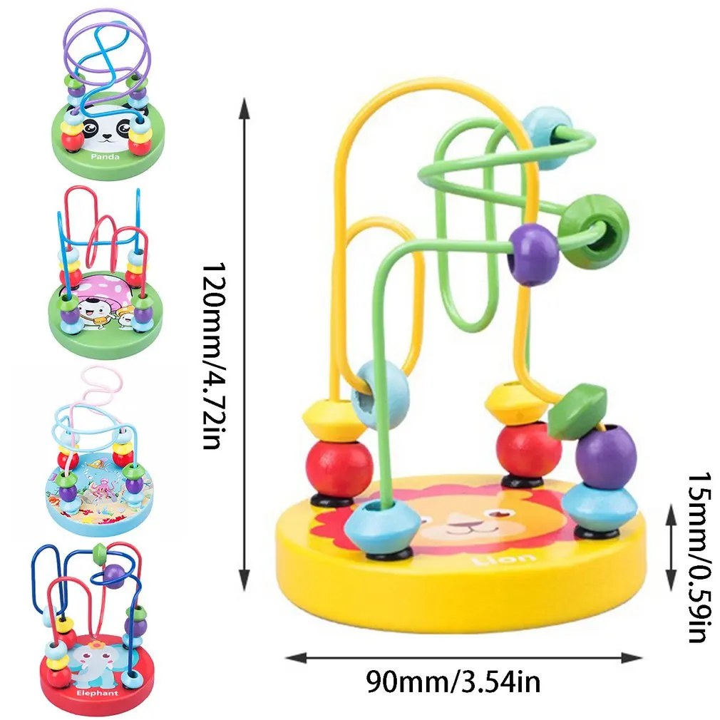 Hot Montessori Educational Math Toy Wooden Mini Circles Bead Wire Maze Roller Coaster Abacus Puzzle Toys For Children Kids Gift