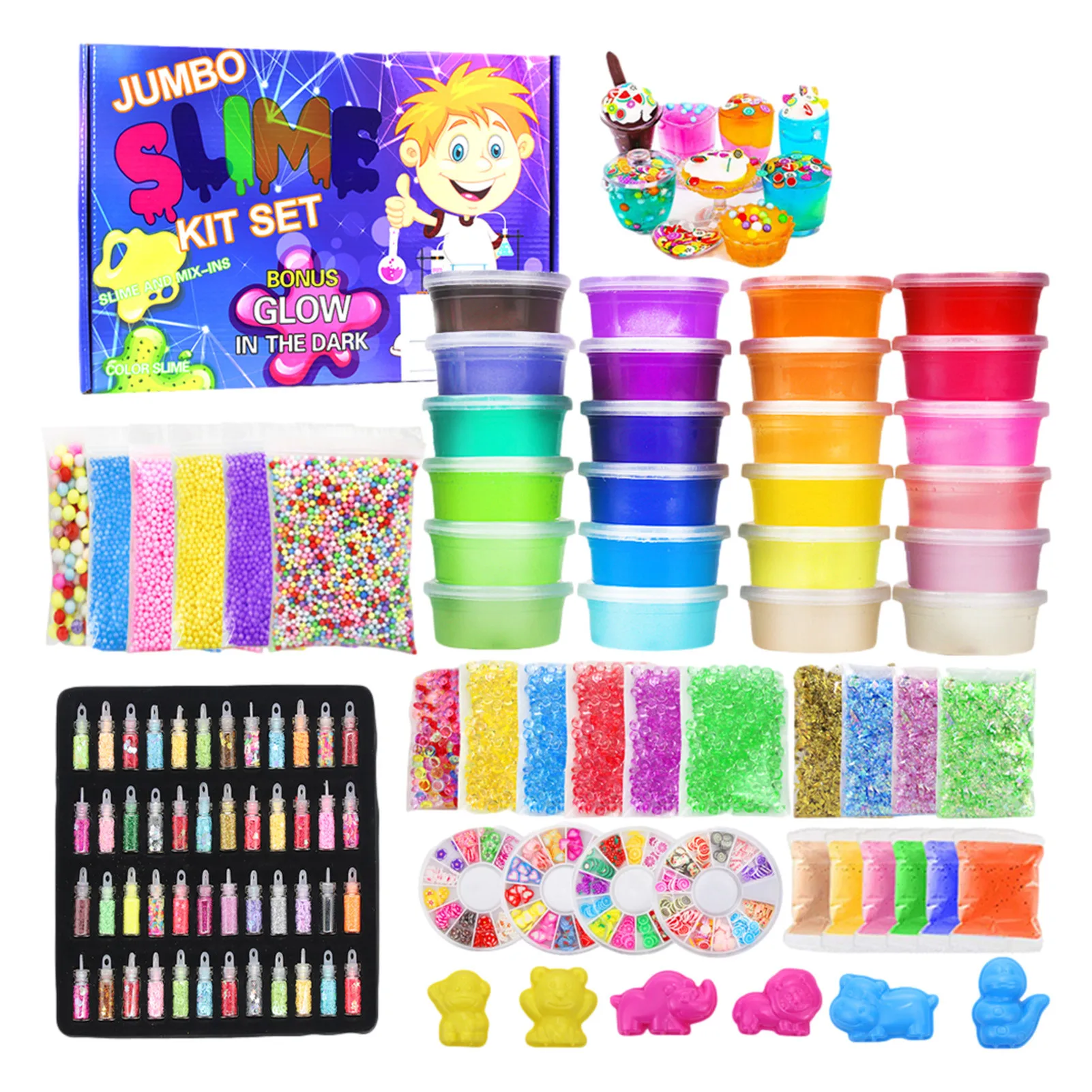 

24colors Kids DIY Slime Kit Slime Charms Glitter Jars Slime Supplies Kit For Children