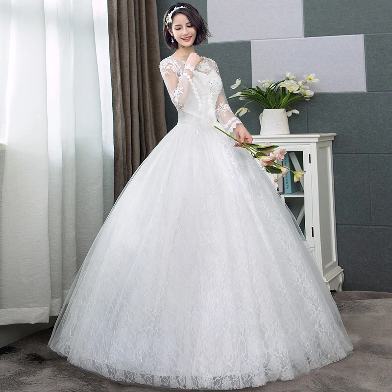 Wedding Dress Lace Up Princess Dream ชุดแต่งงานเจ้าสาวชุดแขนยาว Gowns