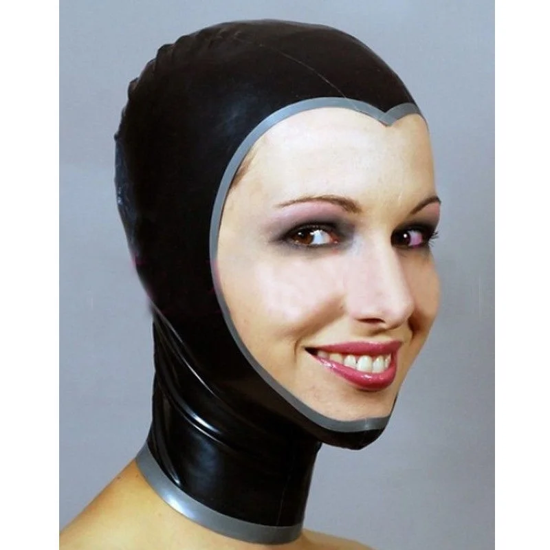 

Latex Hood Open Face for Catsuit Back Zipper Handmade Rubber Mask Club Wear adult games bdsm sex restraints bdsm bondage