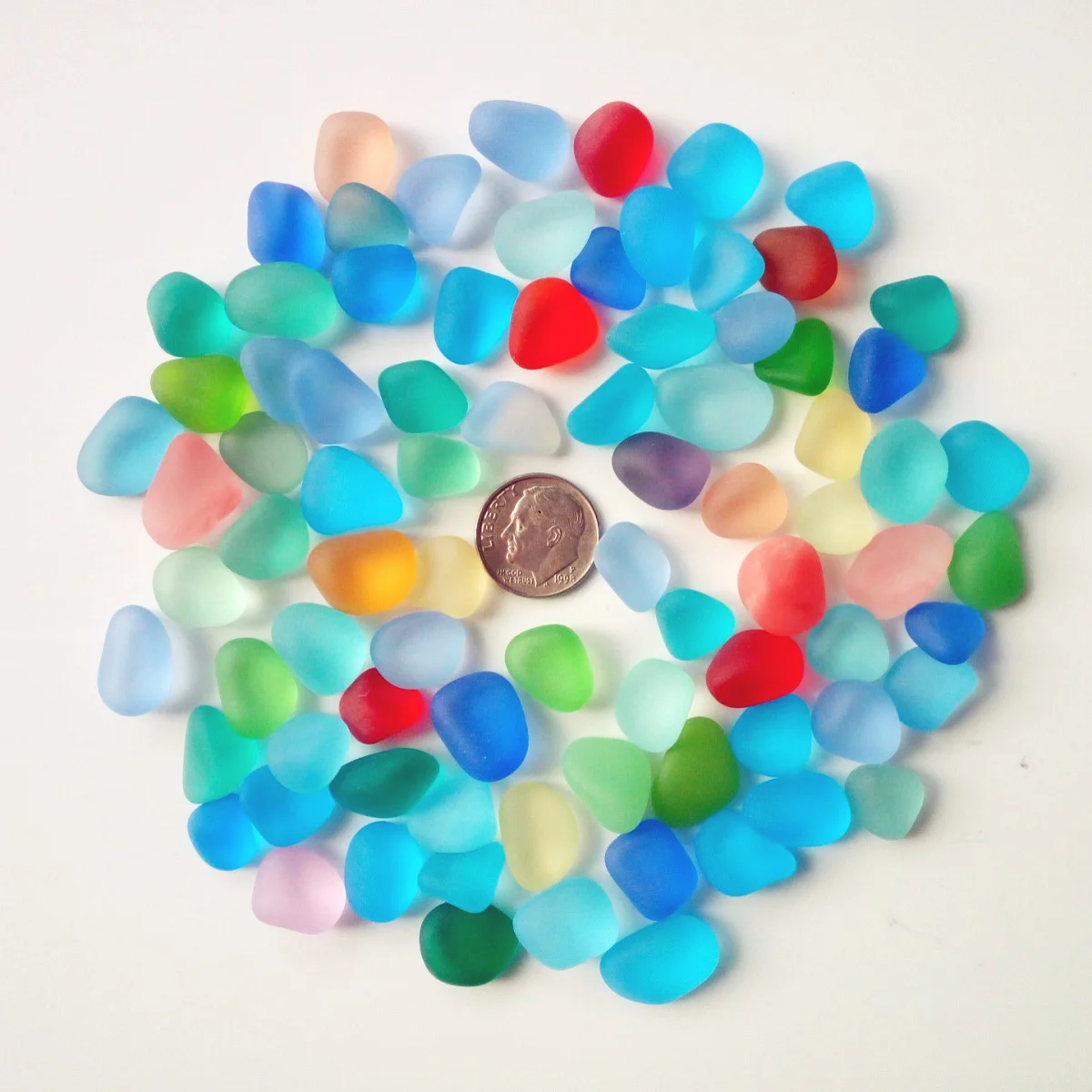 30 Pieces Sea Glass Beads/Beach Glass Beads for Jewelry Making ,Big Size(12-16mm Length))