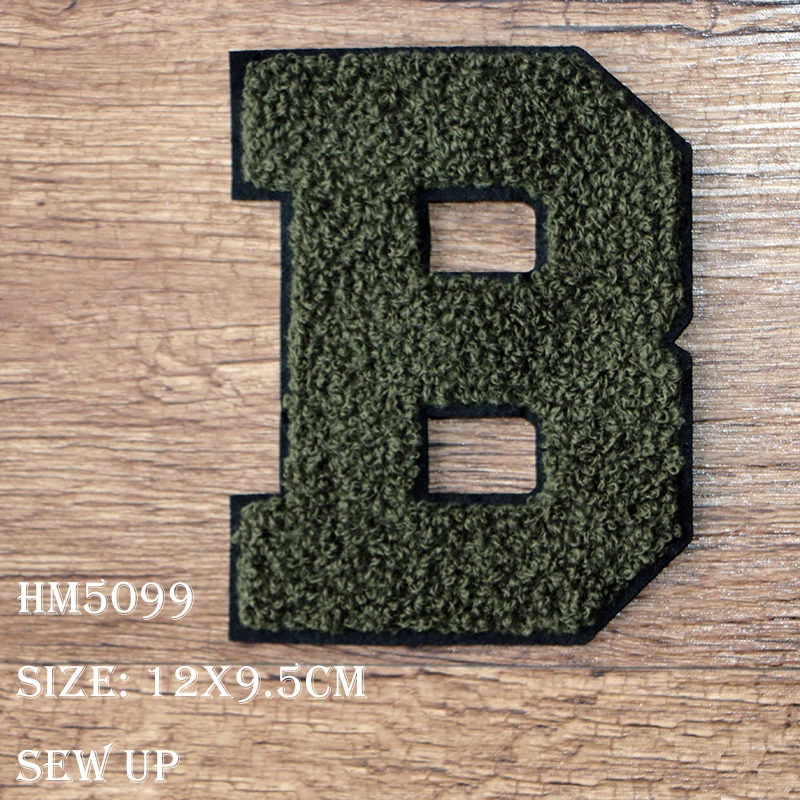 Red Yellow Green Letters Number Chenille Icon Towel  Embroidered Applique Patches For Clothes DIY Iron on Badges on the Backpack