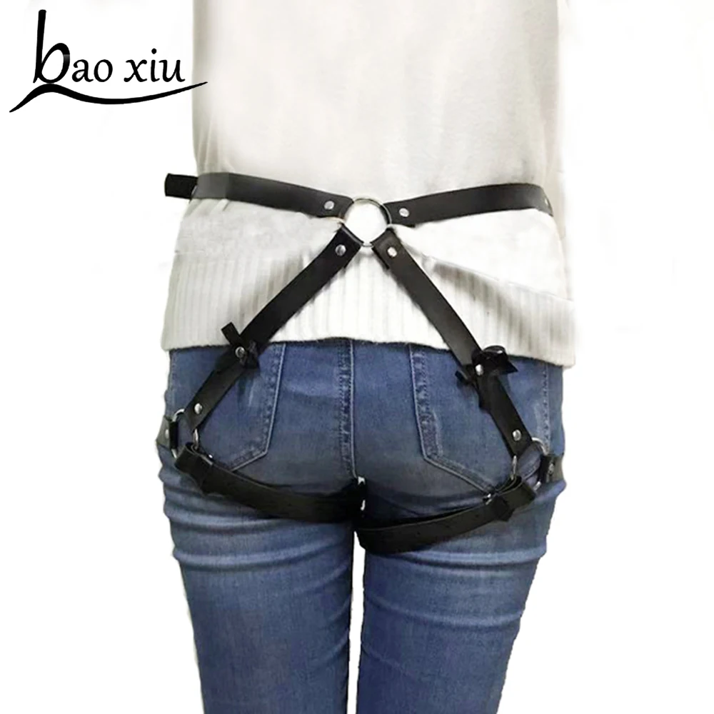 

New sexy women Adjustable Leather Bowknot belts Body Bondage Cage Punk Sculpting Harness Waist Belt Straps Belt Accessories