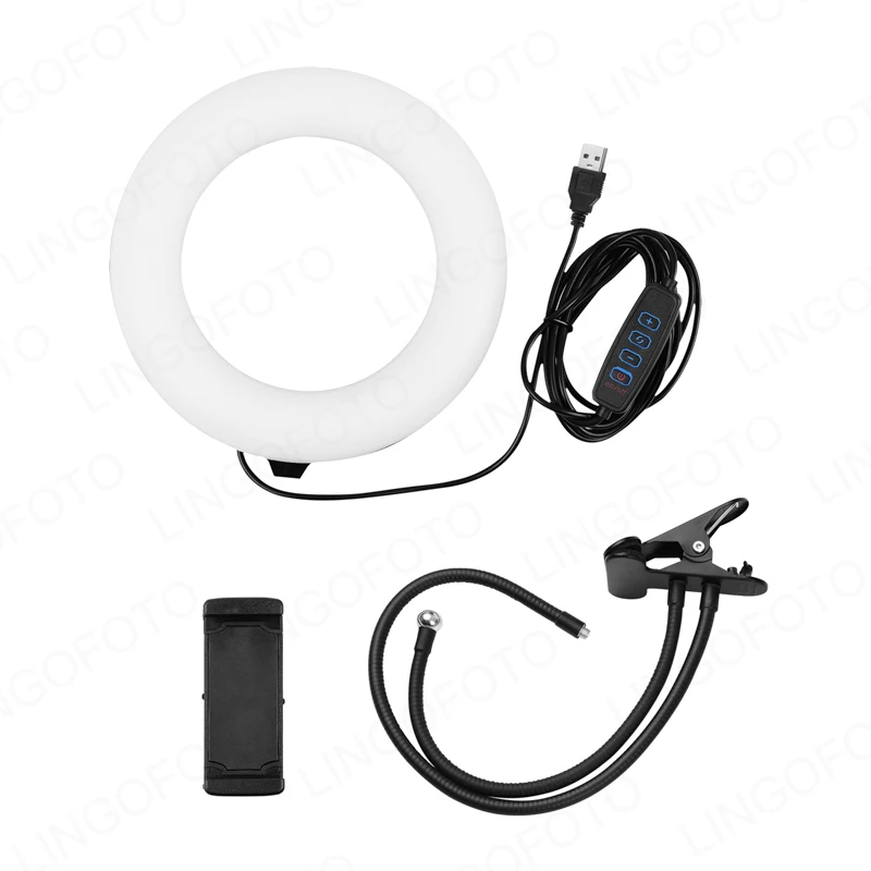 Светодиодный кольцевой светильник 6/8 дюйма два в одном с металлическим шлангом и держателем для телефона AC1048 AC1049