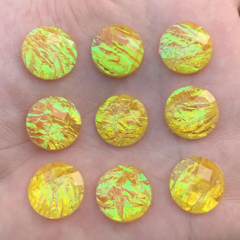 15pcs 16mm Faux Opal Resin Cabochons for Bling Beaded -A43