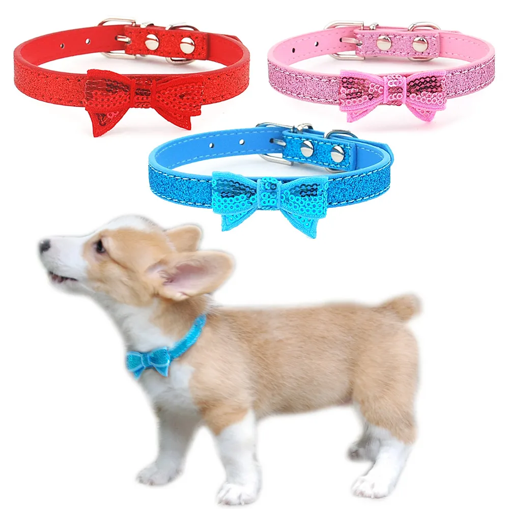 Dog Collar Bling Rhinestone Soft Suede Imitation  Leather Collar Pet Accessories Crystal Diamond Collar for Small Medium Dogs