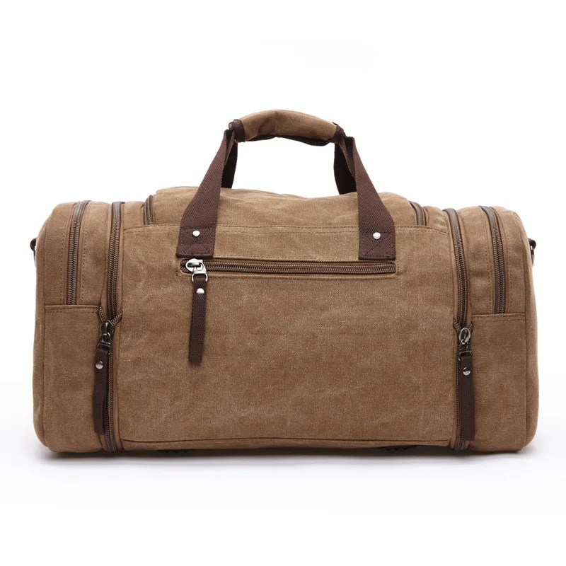 Mala de viagem masculina, mala de couro multifuncional de lona para carregar bagagem, saco utilitário de grande capacidade, duffel bag para o fim de