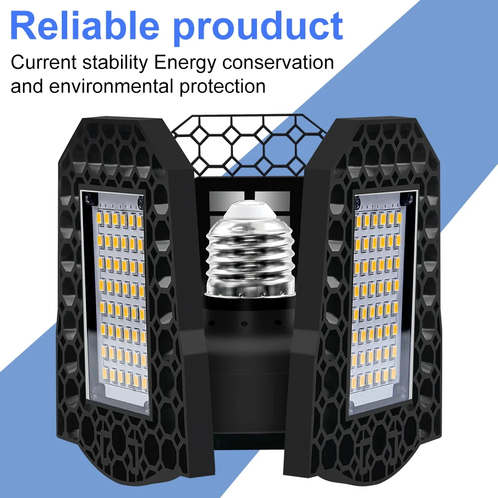 UFO LED Light E27 Deformable LED Garage Light 40W 60W 80W LED Bulb 220V Folding Lamp E26 Warehouse Industrial Lighting 110V 2835