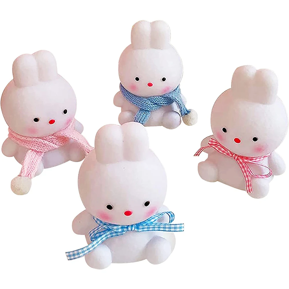 Cute Mini Rabbit Night Light Portable Battery Operated Bunny Lamp Plastic Warm Nightlight Decor Home Gift Kids Safety Room