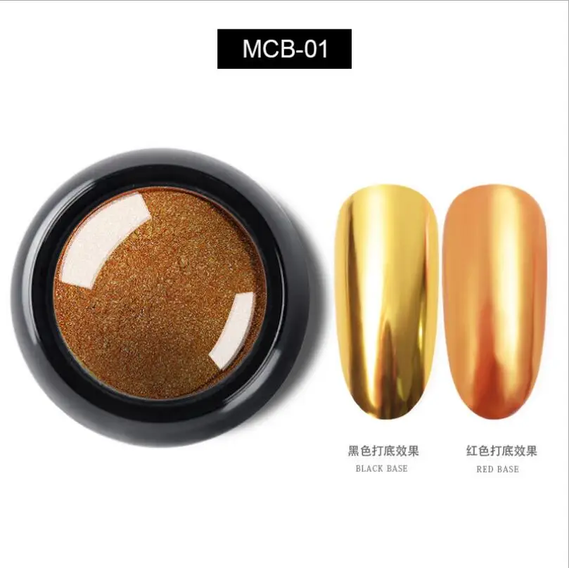 Nail Mirror Powder Box Rose Gold Champagne Gloss Nail Polish Art Nail Decoration Glitter Pigment Powder Manicure Effect T1751