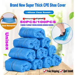 Hot sale blue plastic disposable foot cover outdoor waterproof and moisture-proof dustproof shoe cover thick and wear-resistant