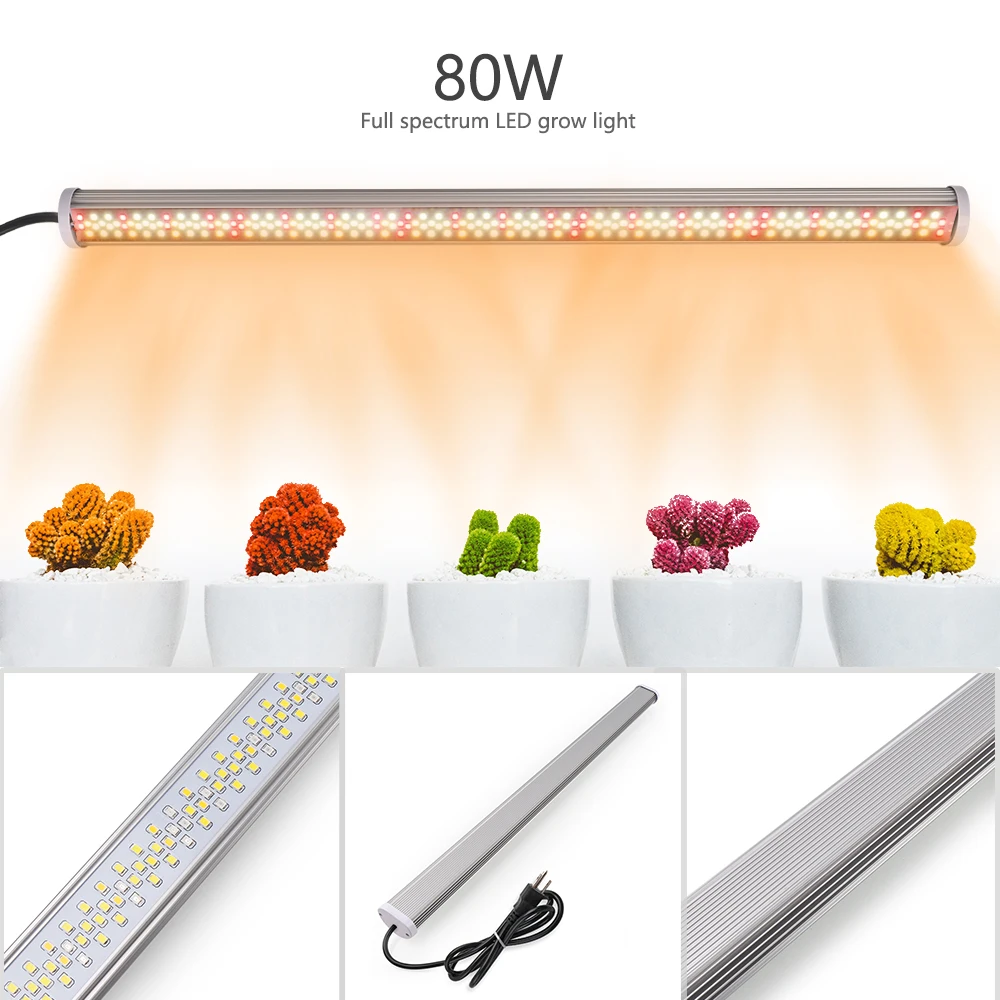 80W Full Spectrum LED  Grow Light Bar For Greenhouse Plant Flower Seeds Hydroponic Vegetables Tent