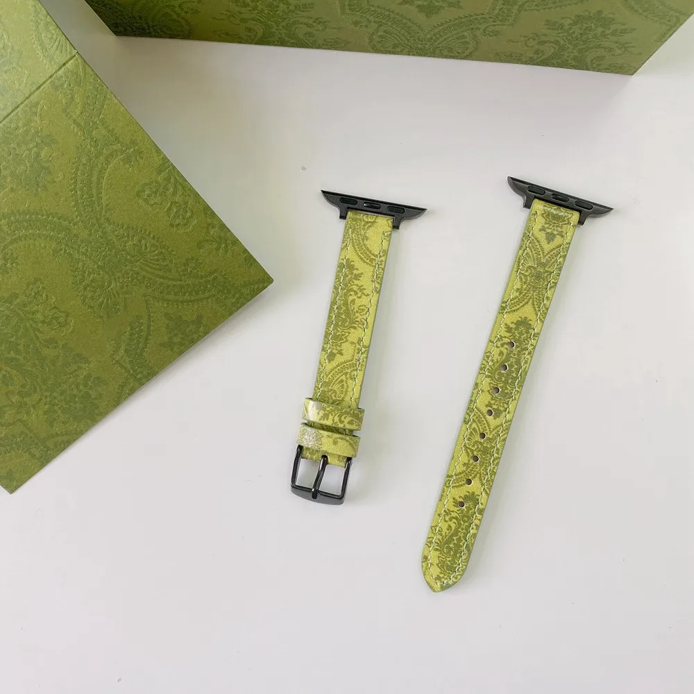 Tali Wanita Gaya Kasual untuk Apple Watch Seri SE7 6 5 4 3 2 1 44Mm 40/42Mm untuk Iwatch 38Mm 45Mm 41Mm Tali Kulit Hijau Korea