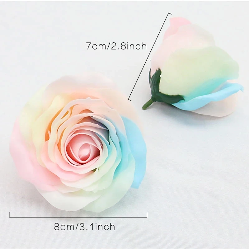 9pcs/lot 8cm Colorful Soap Rose Flower Heads Rainbow Luminous Eternal Flower Head Creative DIY Flower Bouquet Material