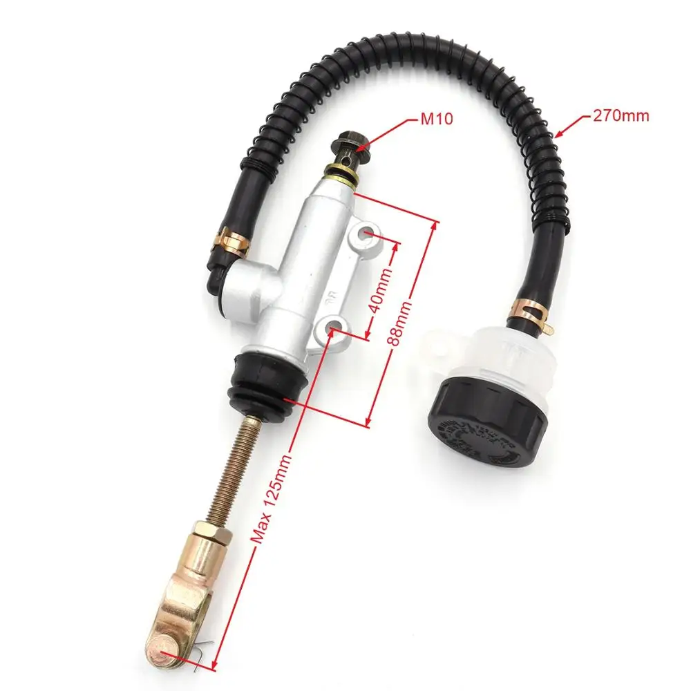 Silver Rear Foot Brake Master Cylinder Pump Quad ATV Hydraulic With Reservoir For Pit Dirt Bikes Motorcycle