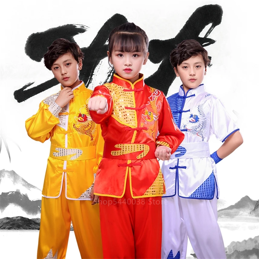 Traditional Chinese Wushu Clothing Tai Chi Uniform Kids Kungfu Outfits New Year Stage Performance Hanfu Top+pant+bet Costumes