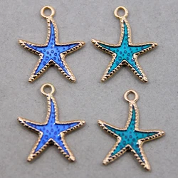 6pcs NEW Small Starfish Star Sea Enamel Shell Beach Charms Lovely DIY Pendant Necklace Bracelet Jewelry Making