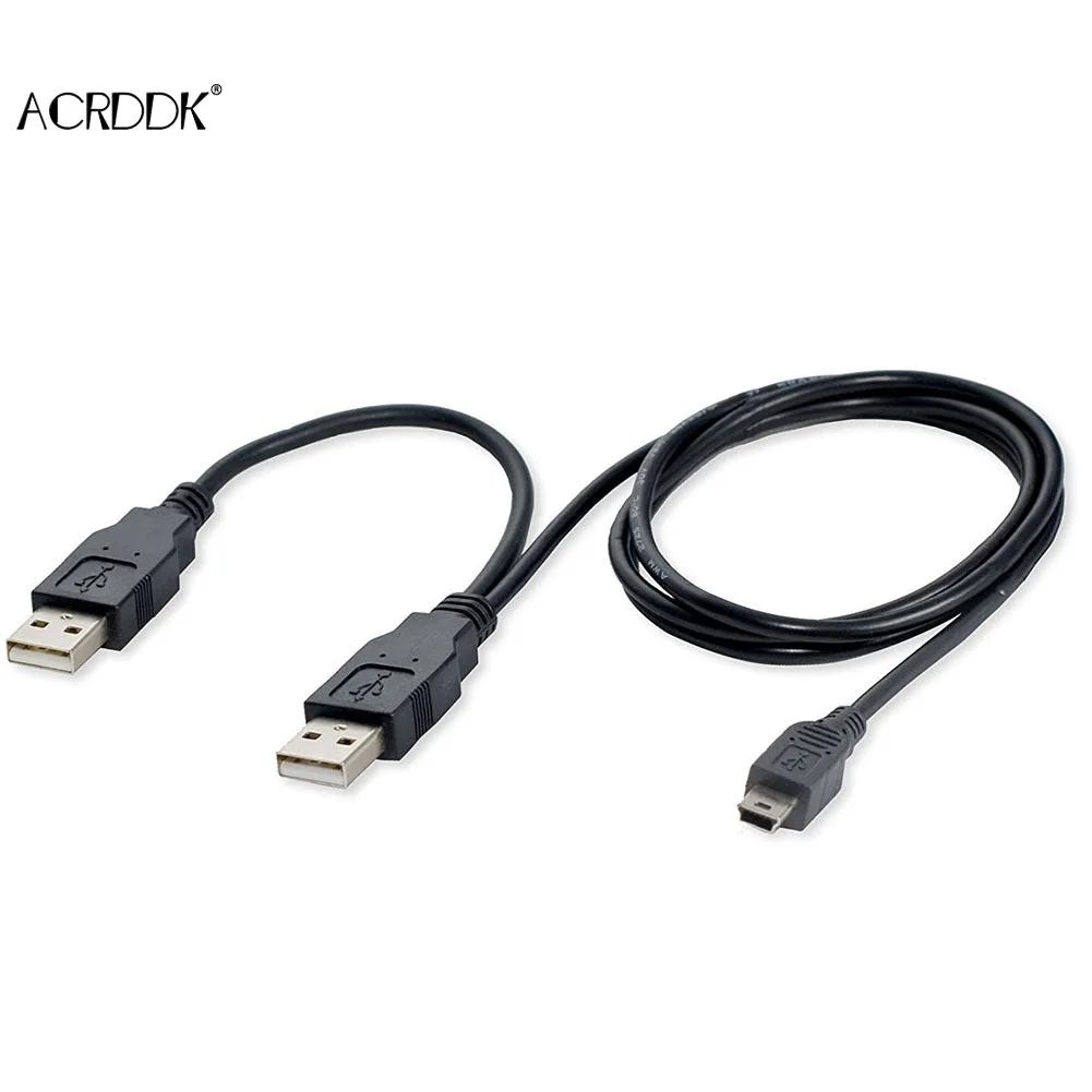 Dual USB 2.0 Type A to USB Mini 5-Pin Type B x1 Y Data & Power Cable FC