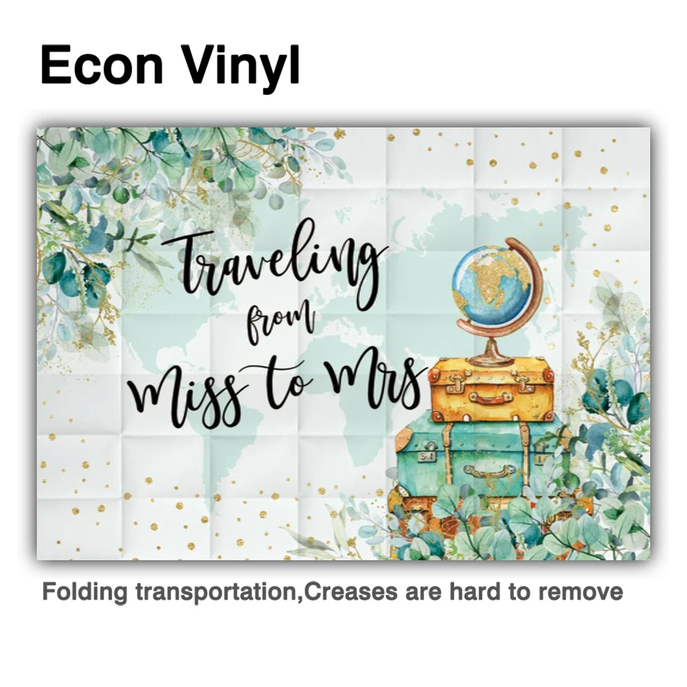 Funnytree Bridal Shower Spring Wedding Travel Theme Leaves Backdrop World Global Gold Suitcases Studio Photozone Background