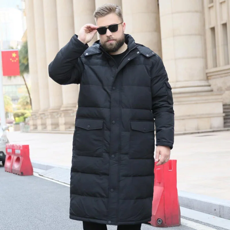 Novo estilo masculino tamanho grande 165kg casaco de inverno jaqueta longa joelho quente jaqueta masculina 8xl 9xl10xl jaqueta puffer para homem