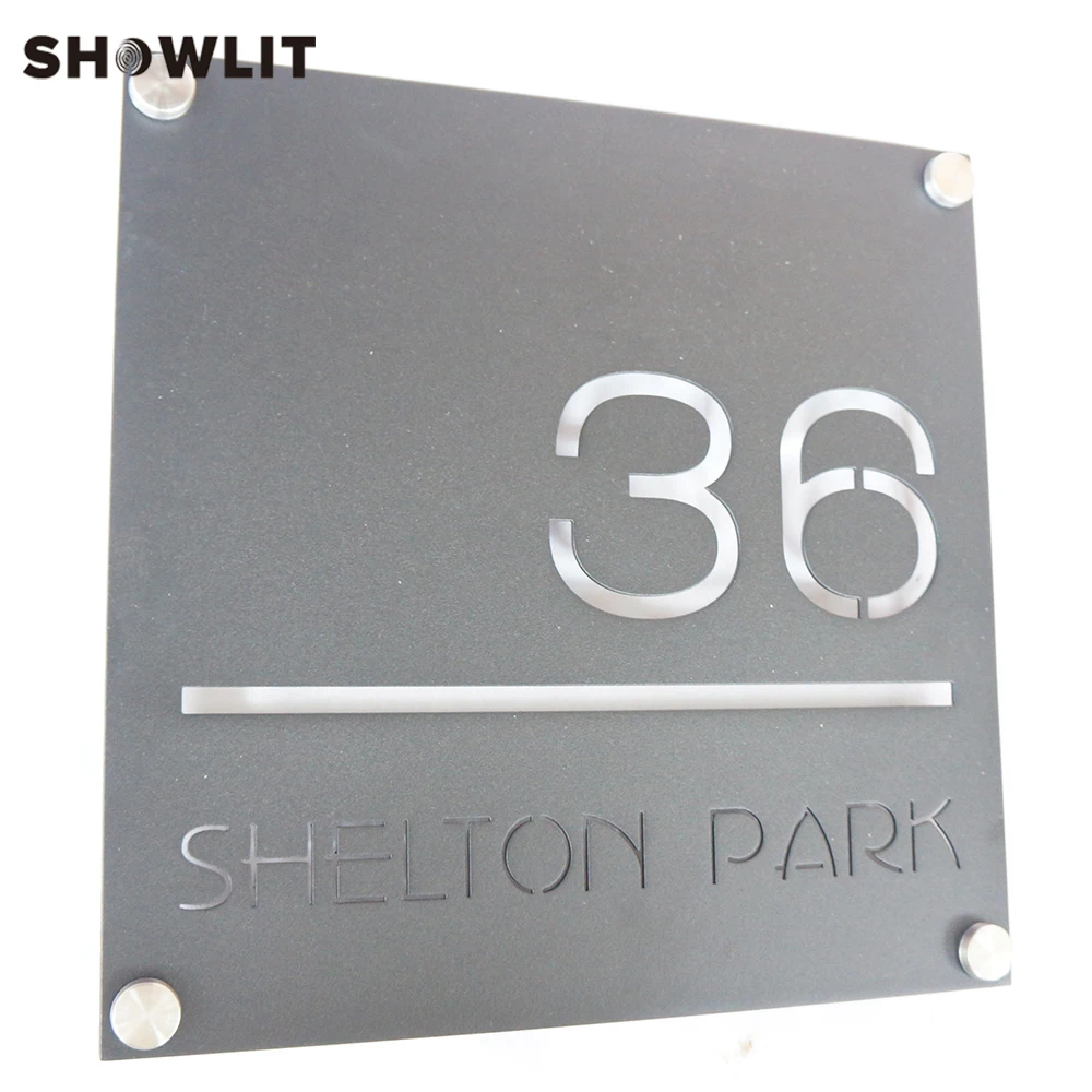 

Painted House Sign Laser Cutting Stainless Steel House Plate/Plaques Square Size Modern House Sign Plate