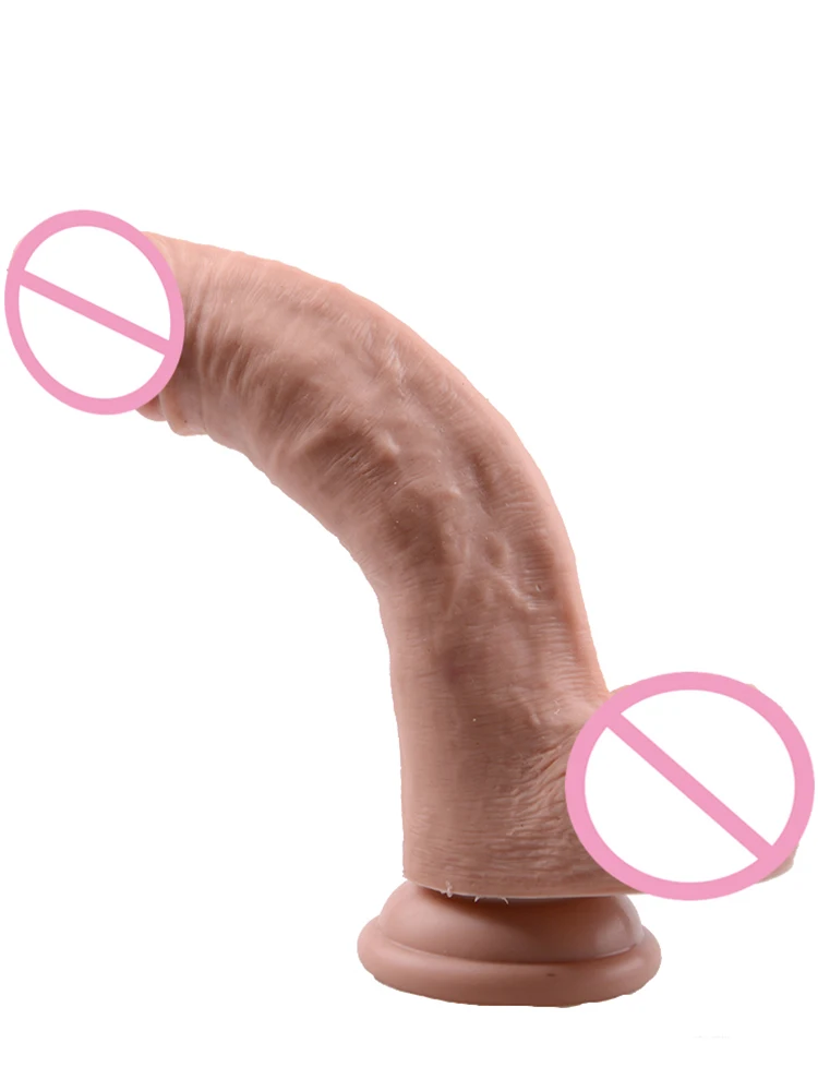 Mlsice 20cm Double Realistic Artificial Penis Dick Soft Silicone Dildo Suction Cup Male Woman Masturbator Adult Sex Toys Dildos