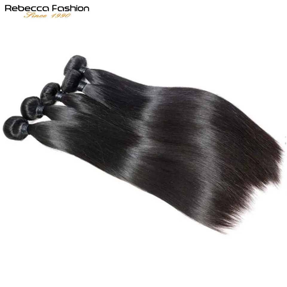 Rebecca-brasileiro tecer remy cabelo natural, extensões de cabelo humano, reta, 1/3/4, 30 polegadas