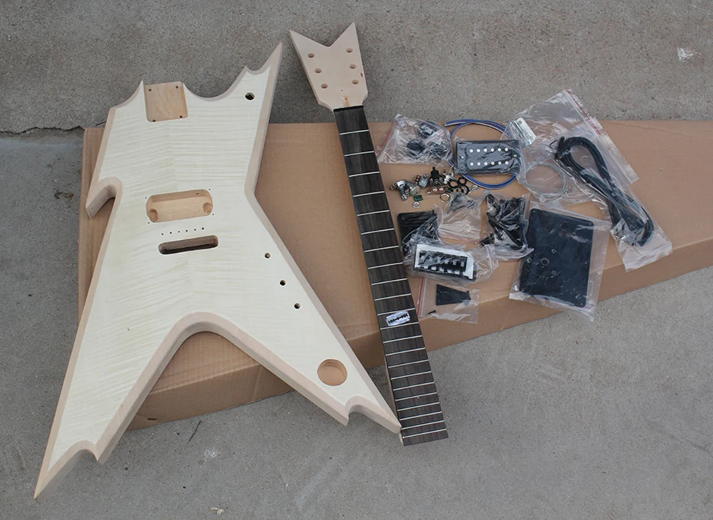 

Factory Outlet-Free Shipping Semi-finished Double Necks Electric Guitar with All Hardware