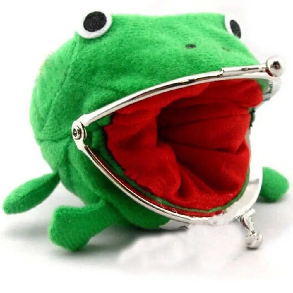 Portable Green Frog Coin Bag Cosplay Props Plush Toy Cute Wallet Case Moisture-proof High-temperature Prevention For Daily Use