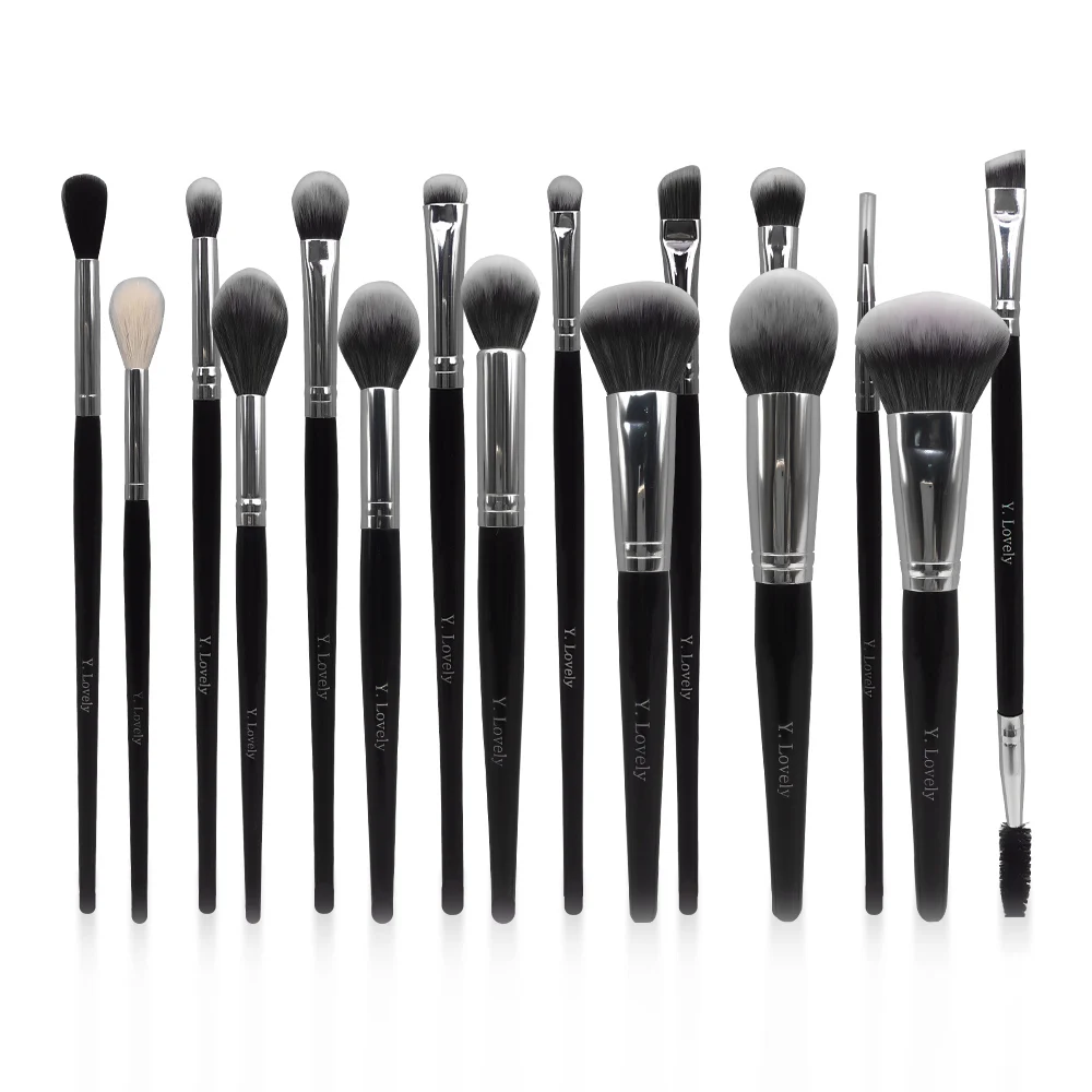 YLovely Makeup Brushes Set Black/Silver Professional with Natural Hair Foundation Powder Eyeshadow Make up Brush