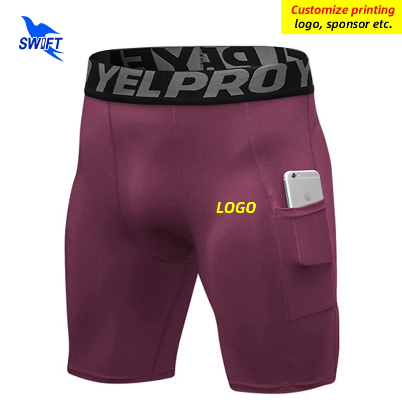 

Customized LOGO Men Quick Dry Short Running Leggings Compression Gym Fitness Tights Bodybuilding Sports Shorts Elastic Underwear