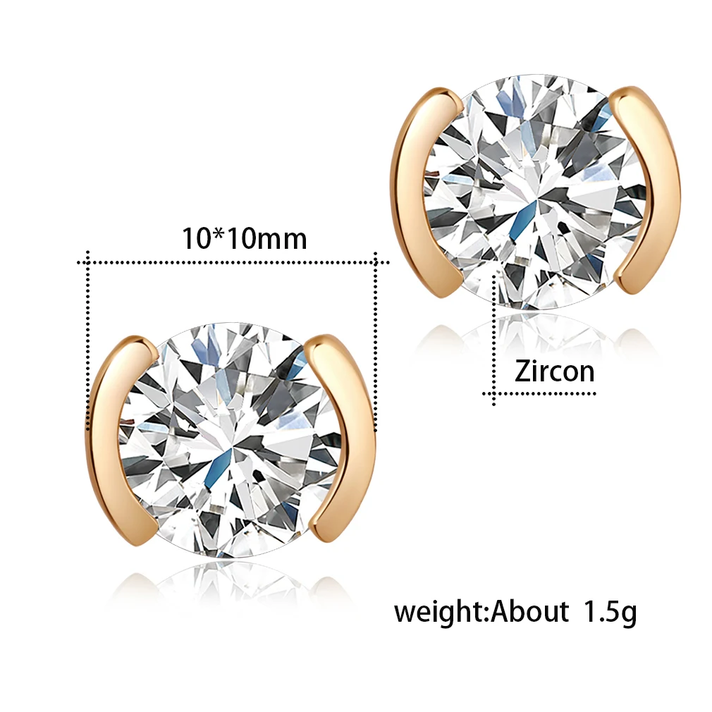 Love & Annie Round AAA CZ Stud Earrings Gold Color Cute Earrings for Women Simple Small Earring Girls Gift